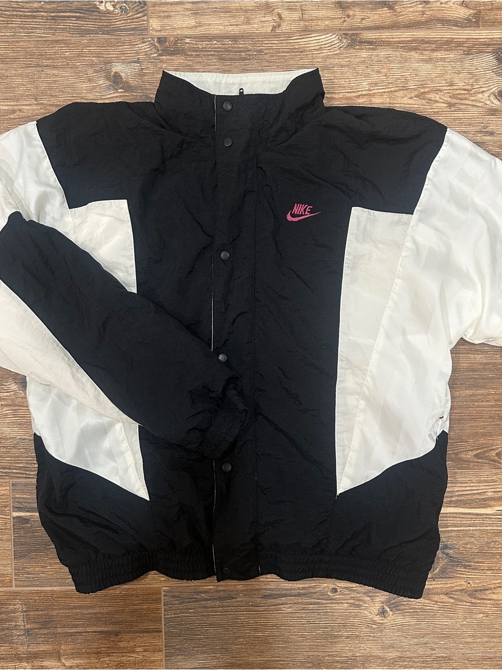 Vintage Nike 90s Windbreaker Gray Tag Black White Unisex Men’s Medium